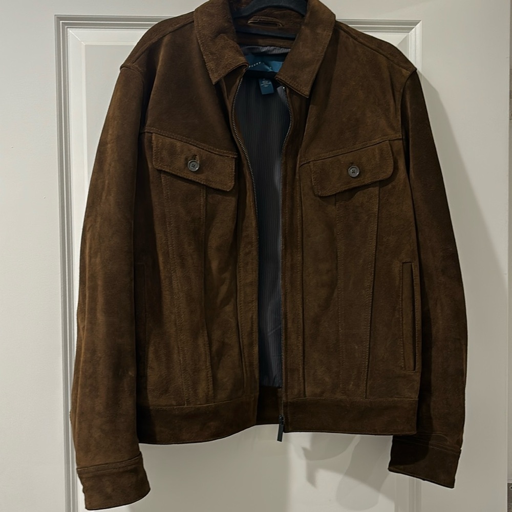Men’s Leather suede collared fall jacket